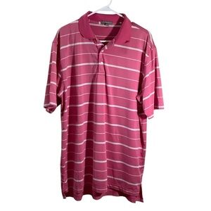 Peter Millar Men’s Large Summer Comfort Pink Striped Polo Shirt